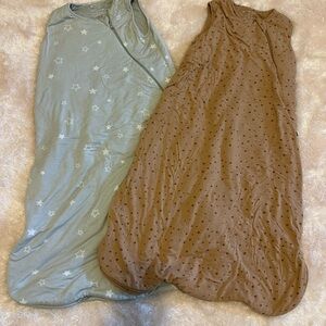 Kids Star-Print Sleep Sacks - Mint Green & Brown